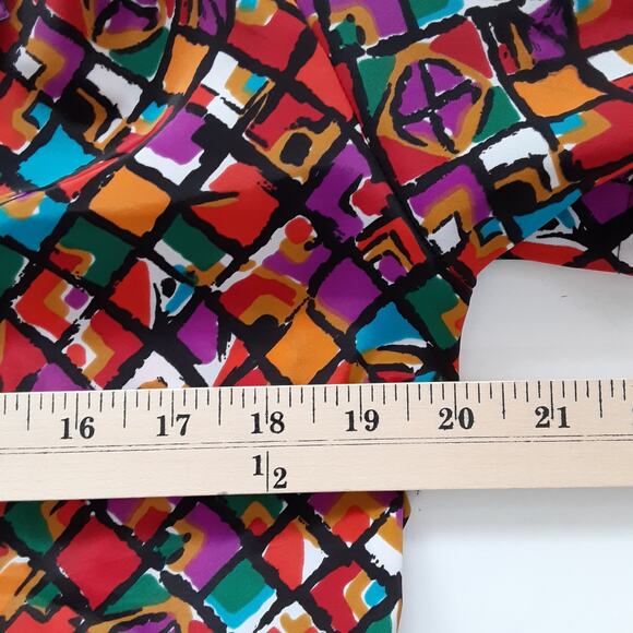 Vintage 70s Disco Button Down Shirt Art Deco Satin Cropped Women 6 Art to Wear - Picture 7 of 9